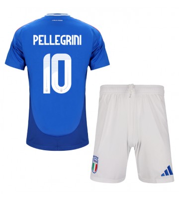 Italien Lorenzo Pellegrini #10 Hemmaställ Barn EM 2024 Kortärmad (+ Korta byxor)